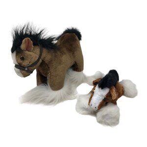 Lot of 2 SeaWorld‎ Busch Gardens Brown Clydesdale Horse Plush Stuffed Animal Toy